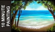 Painting a Summer Beach Landscape with Acrylics in 10 Minutes!