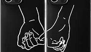 Cavka Black Matching Phone Cases Compatible with - iPhone 12 Pro - iPhone 12-6.1 inch for Couples Hands Cover Set Cute Anniversary for Him Her Engagement Girlfriend Saying Long Distance Relationship