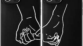 Black Matching Phone Cases Compatible with - iPhone 14 Pro Max - 6.7 inch for Couple Cover Cute Holding Hands Wedding Anniversary His Hers Boyfriend and Girlfriend Aesthetic Quote Pinky Promise