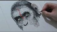 Drawing Caesar - Planet Of The Apes - Speed Drawing With Prismacolor