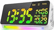 [120db Super Loud] Alarm Clocks for Bedrooms, 15 Wake Up Sounds, 7 Color Night Light, Dynamic RGB Color Changing, 0-100% Dimmer, Snooze, Large LED Display, Digital Clock for Heavy Sleepers Adults