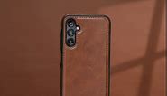 LOHASIC for Samsung Galaxy A14 5G Phone Case, Classy PU Leather Stitch Retro Vintage Cover for Men Women, Non-Slip Grip Protective Slim Rugged TPU Bumper, 6.6 Inch, 2023 - Brown