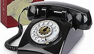 Sangyn Retro Rotary Landline Phone 1960s Vintage Telephone Old Fashioned Corded Phones with Mechanical Ringer for Home Office Desk, Black