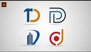 Letter D logo design illustrator tutorial