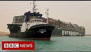 Suez Canal blocked after huge container ship wedged across it - BBC News