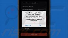 Your Device Apple iPhone Has Been Hacked POP-UP Scam (Mac)