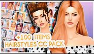 100+ ITEMS CC HAIRS PACK🌼MY FOLDER MODS THE SIMS 4: Hairstyles FREE DOWNLOAD