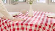 LA Linen Checkered Round Tablecloth 51-Inch in White and Red
