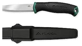 FLISSA Bushcraft Knife, Fixed Blade Knife with Nylon Sheath, Stainless Steel Blade, Ideal for Camping, Backpacking, Fishing, Hiking or Survival, 4 Inch