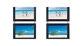 Lavezee 4x6 Hanging Collage Picture Frames Set of 2, Black 8 Opening Horizontal Frame Made to Display 4 x 6 Inch Photo for Wall Decor