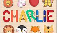 Personalized Name Puzzle for Kids, Custom Baby Easter Gifts, Easter Basket Stuffers, Early Learning Toys for Baby Boy & Girl 1 Year Old Nursery Gifts Montessori Toys Wooden Toddler Puzzles