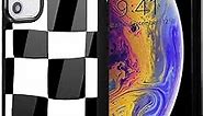 Idocolors Checkered Phone Case for iPhone 7/8/SE 2020,Checkerboard Plaid Grid Checker Phone Case Design Protective Cover Shockproof Soft Silicone Hard Back Scratch Resistant Cute Girly Case
