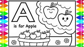 Coloring Alphabets for Kids | A is for Apple Coloring Page | ABC Coloring Pages Kids | Fun Coloring