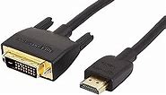 Amazon Basics HDMI A to DVI Adapter Cable, Bi-Directional 1080p, Gold Plated, Black, 6 Feet, 1-Pack For Television