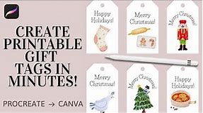 How to Make Printable Gift Tags | EASY Procreate and Canva Tutorial (Free Template)