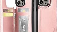 Arae Compatible for iPhone 15 Pro Max Case with Card Holder - Wallet Case with PU Leather Card Pockets Back Flip Cover for iPhone 15 Pro Max 6.7 inch - Rose Gold
