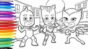 PJ MASKS Coloring Pages | Coloring Catboy, Owlette and Gekko | Learn Colors for Kids