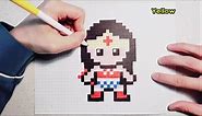 Pixel Art - How to Draw WONDER WOMAN!