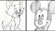 How to Draw Cartoon/ Step by Step Easy Pencil drawing - Cartoon Pencil Drawing Tutorial for Kids