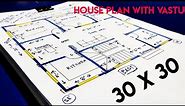 900 sqft house plan with vastu II 30 X 30 GAHR KA NAKSHA II 30 X 30 HOUSE DESIGN