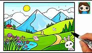 How to Draw a Simple Mountain Landscape Scenery Easy 🏞 Nature Art
