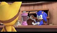 Knuckles tries to put a baby in the blender