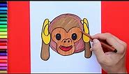 How to draw Hear No Evil Monkey Emoji 🙈🙉🙊