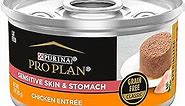 Purina Pro Plan Sensitive Skin and Sensitive Stomach Cat Food Wet Pate, Grain Free Chicken Entree - (Pack of 24) 3 oz. Cans