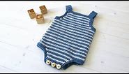 How to crochet a simple striped baby romper