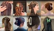 How To Put Your Hair Up In A Claw Clip💖Easy Claw Clip Half Up hairstyle