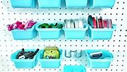 Removable Pegboard Bins with Hooks – 12 Peg Board Wall Mounted Storage Bins for Garage Workbench Organizer and Craft Room Wooden Pegboard – Heavy Duty Portable Bins Each Hold 3+ Lbs (Blue)