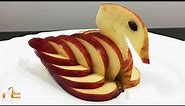 Beautiful Apple Swan Garnish - Fruit Carving & Cutting