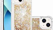 for iPhone 15 Plus Case Glitter Clear Bling Flowing Liquid Sparkle Slim Case for Women Girl Soft TPU Silicone Shockproof Screen Lens Protection Cover for iPhone 15 Plus Diamond Golden YBWT