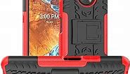 MEMAXELUS Compatible with Nokia G300 Phone Case with Kickstand Full-Body Cover Design PC + TPU Tires Style 360 Degree Hard Shockproof Protective Cool Case for Nokia G300 - Red Tire Pattern JX.