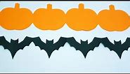 Halloween paper chain, Bat and pumpkin, paper Garland