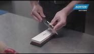 How to use the Norton sharpening angle guide while sharpening with a whetstone