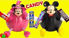 Opening Minnie Mouse and Mickey Mouse Halloween Pumpkins Filled With Candy Surprises