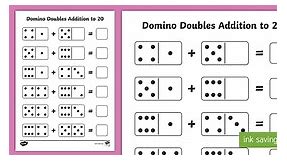 Domino Doubles Addition to 20 Worksheet
