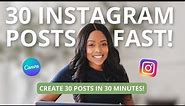 How to Create 30 Instagram Posts FAST with Canva | Step-by-Step Bulk Create Canva Tutorial