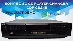 SONY 5 DISC CD PLAYER WITH REMOTELESS OPERATION AND SHUFFLE PLAY CDP-CE245 PRODUCT DEMO AND HOW TO