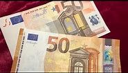 comparison of 50 euro banknotes of 2002 and 2017