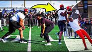 6'5" 350 Pound Big Man BAPTIZES D1 Recruits! (1on1 Football for $10,000)