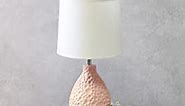 Simple Designs LT2003-PNK Textured Stucco Ceramic Oval Table Lamp with White Fabric Shade, Pink