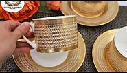 Special design ceramic tea set coffee set 24K embossed gold high quality - Karosa