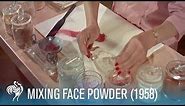 Mixing Face Powder: Retro Cosmetics (1958) | British Pathé