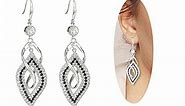 Dangle Earrings for Women and Teen Girls, 925 Silver Handmade Linear Swirl Wire Bohemian Boho Diamonds Earrings, Gifts for Women (Silver, Hoho Diamonds)