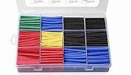 560PCS Heat Shrink Tubing 2:1, Eventronic Electrical Wire Cable Wrap Assortment Electric Insulation Heat Shrink Tube Kit with Box(5 colors/12 Sizes), Black, Red, Blue, Yellow, Green