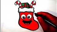 How to Draw a Cute Christmas Stocking Smiley Face