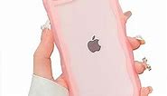 GYZCYQ Cute Curly Wave Frame Shape for iPhone SE Case 2022/2020, iPhone 8/7 Case, Slim Fit Shockproof Thin Soft Silicone Protective Cover for Girls Women - Pink