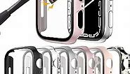 6 Pack Hard PC Case for Apple Watch 38mm Series 3/2/1 with Tempered Glass Screen Protector, Rontion Ultra-Thin Scratch Resistant Full Protective Bumper Cover for iWatch 38mm Accessories